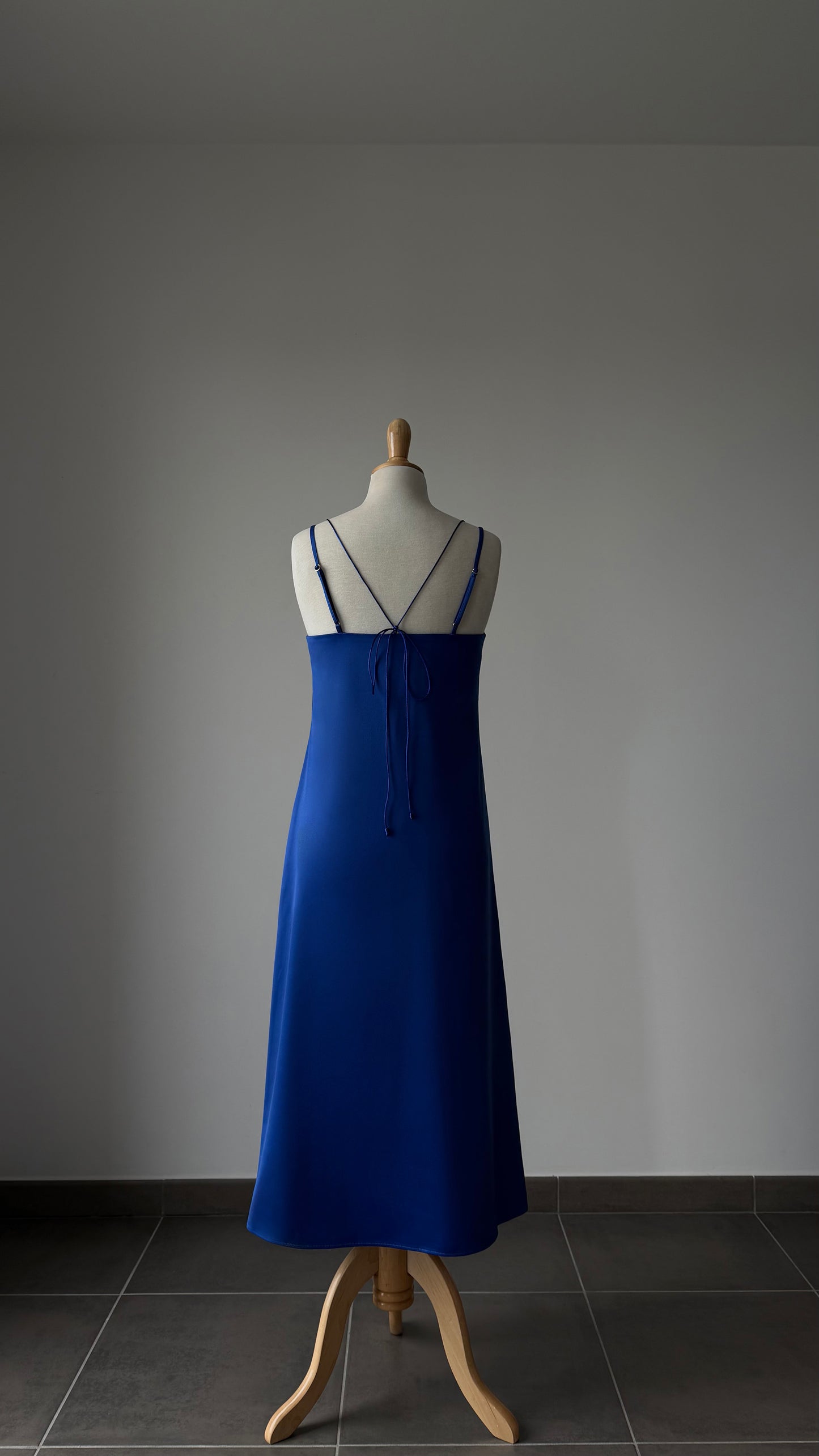 Sapphire satin slip dress
