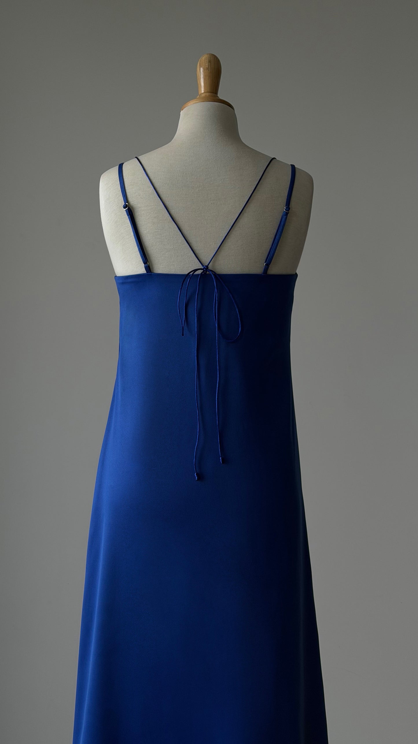 Sapphire satin slip dress