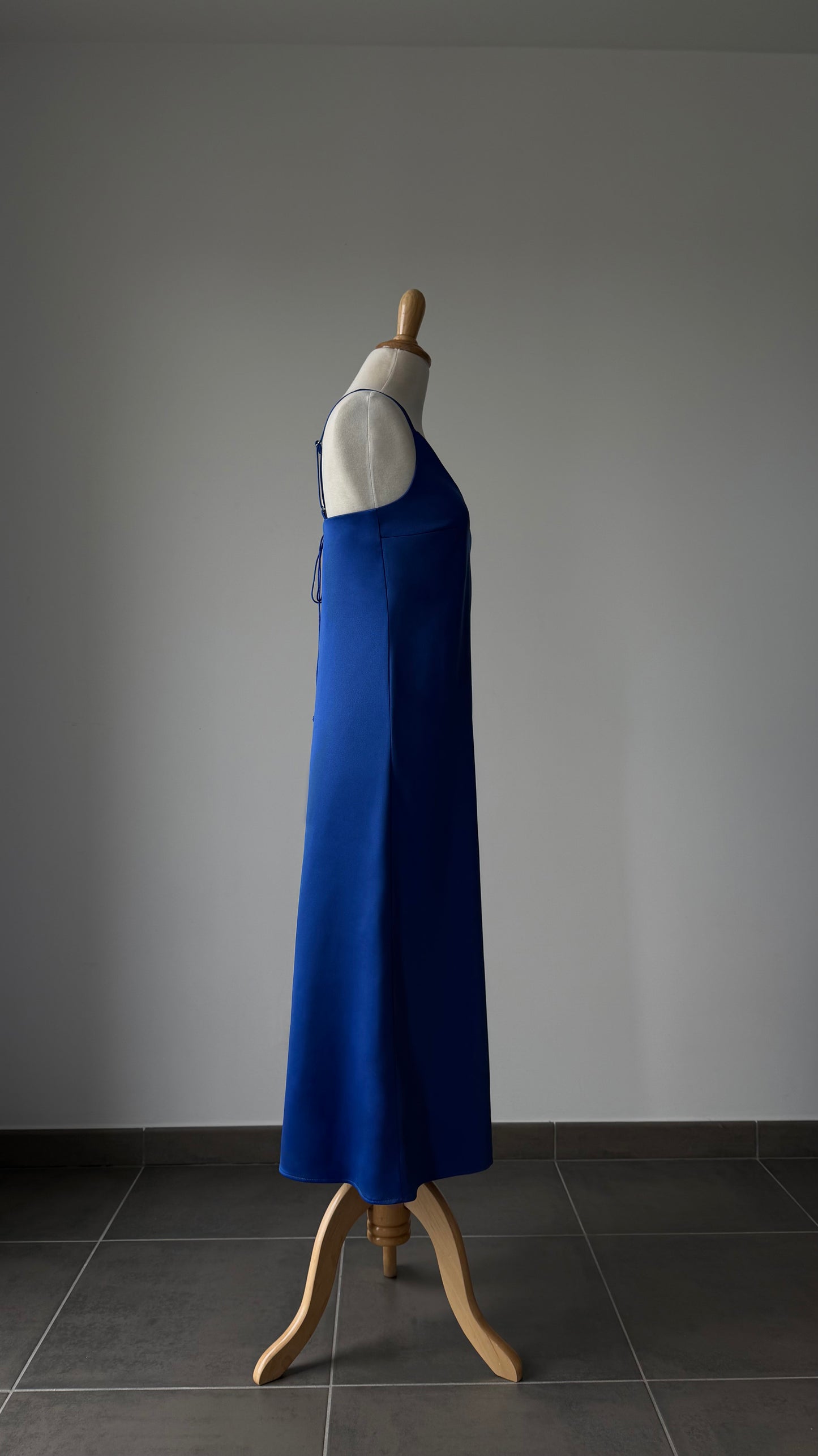 Sapphire satin slip dress