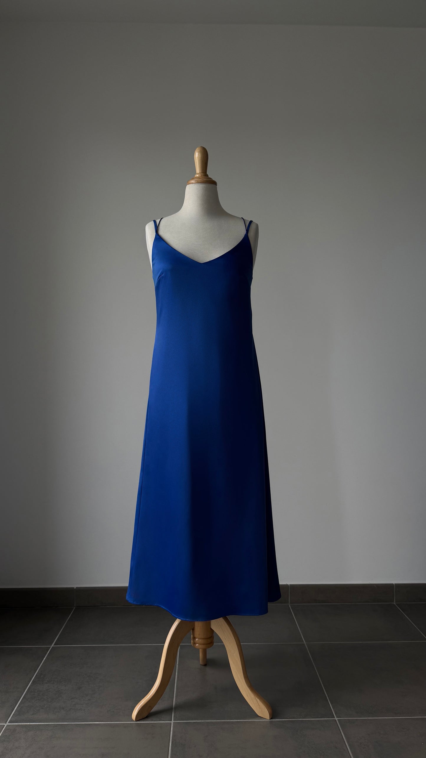 Sapphire satin slip dress