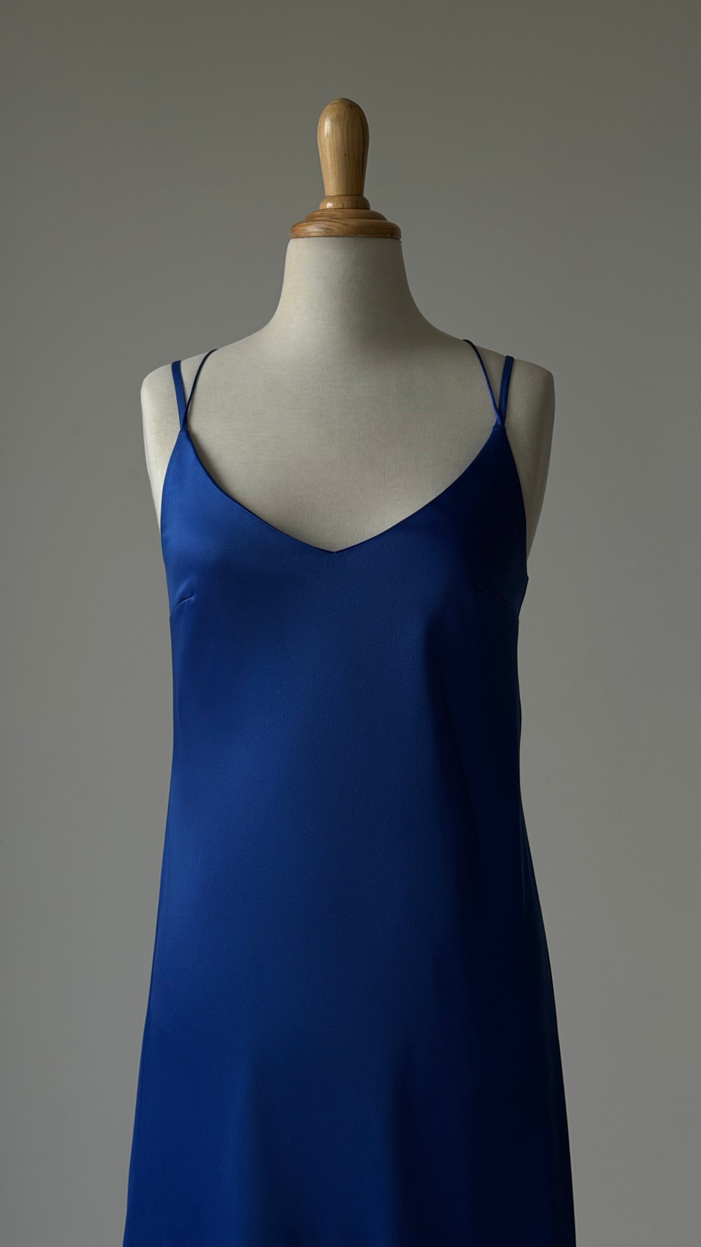 Sapphire satin slip dress