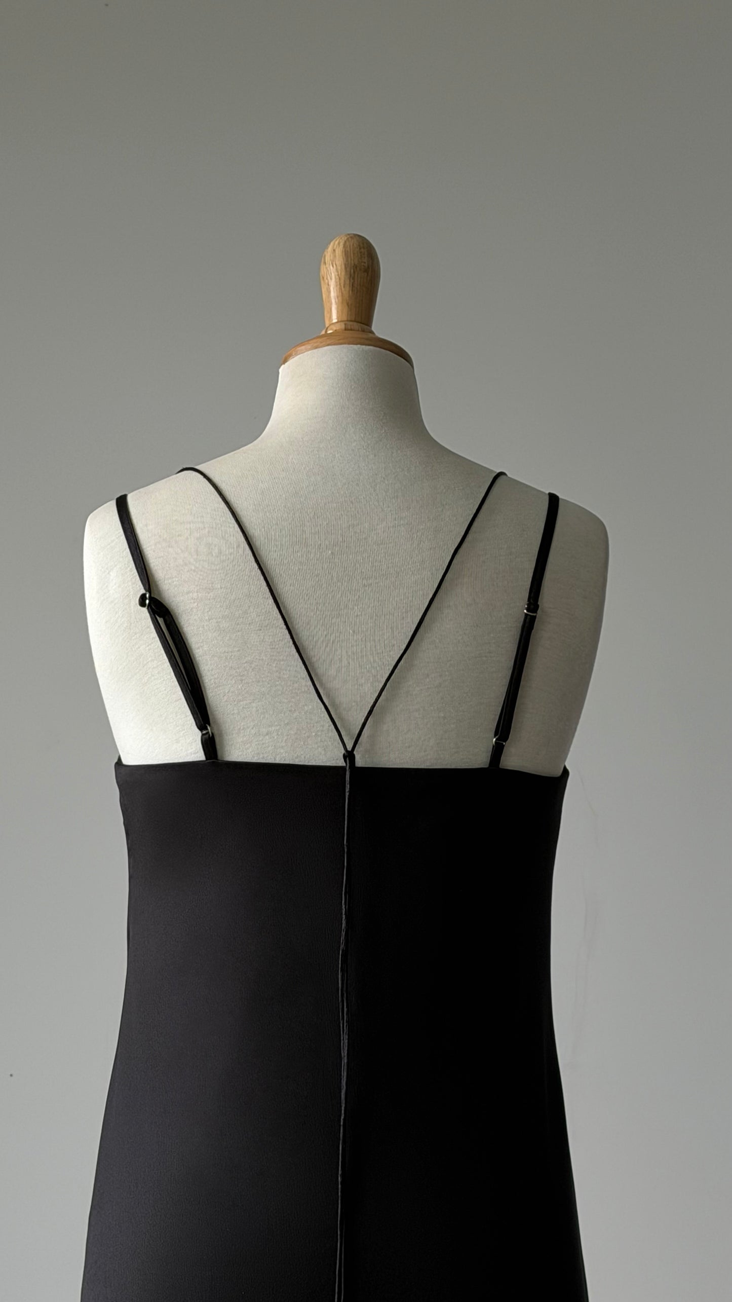 Black satin slip dress