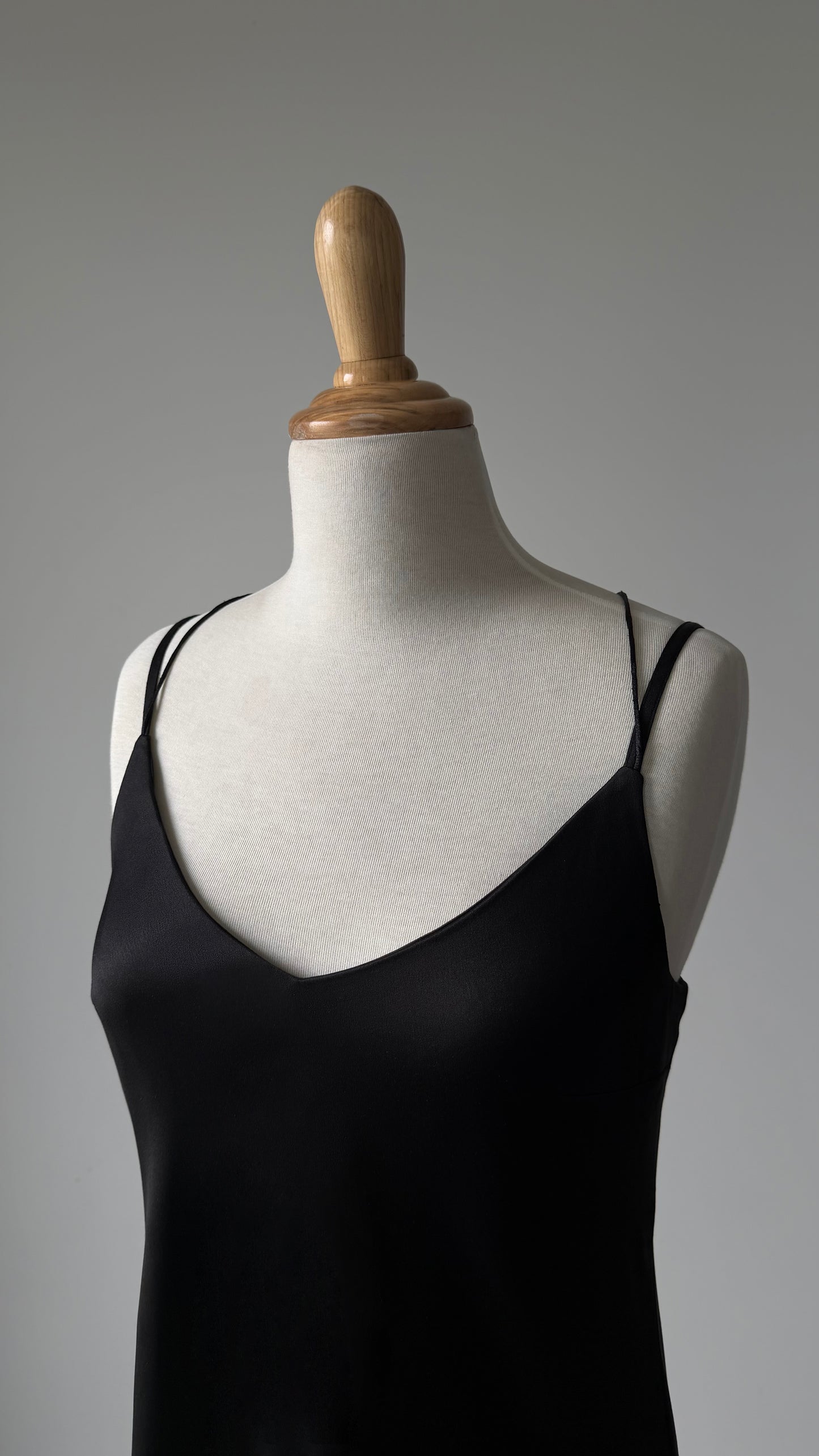 Black satin slip dress